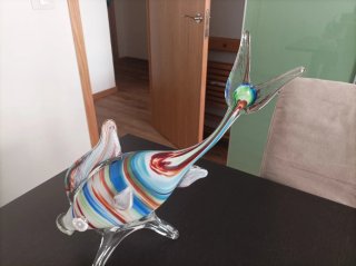 Pez de vidrio multicolor años 70