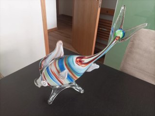 Pez de vidrio multicolor años 70