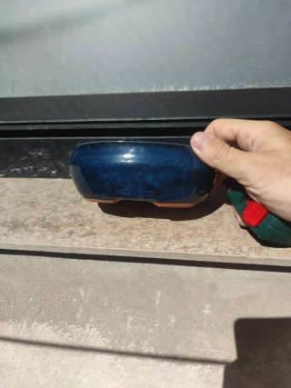 Maceta bonsai cerámica azul y marrón