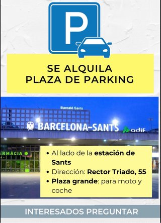 Alquiler plaza de parking Sants