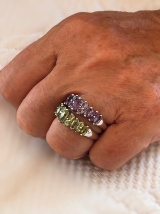 Anillo Plata 925 Amatistas Moradas