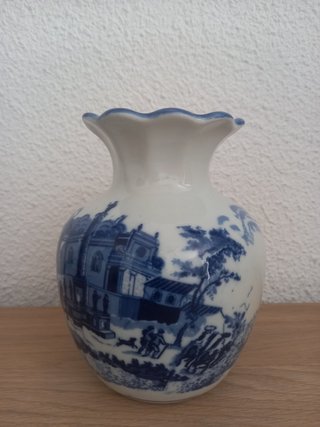 Jarrón porcelana vintage azul