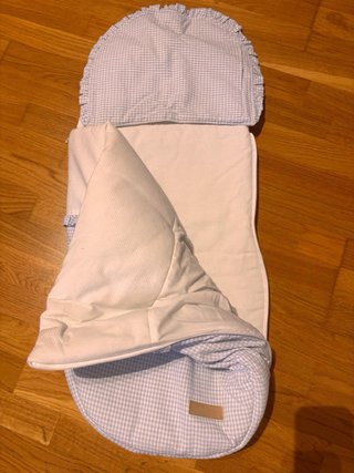 Funda invierno capazo bebé cuadros azul