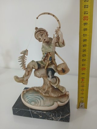 Statuina Fontanini Fanciullo Pescatore Depose Ital