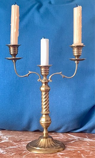 Candelabro Vintage Latón Dorado de 3 Brazos Shivum