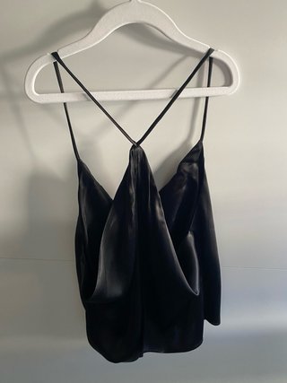 Top Zara negro satinado fiesta talla M