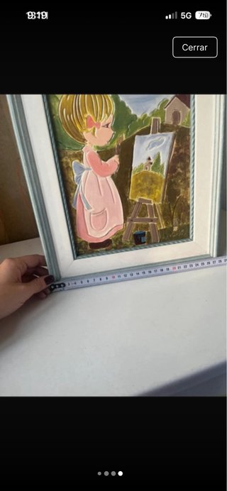 Cuadro Cerámica Niña Pintando
