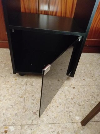 Mesa auxiliar Grundig cristal y madera