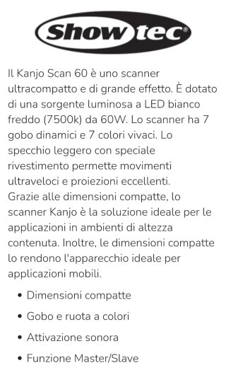 Showtec Kanjo Scan 60 Effetti Luci