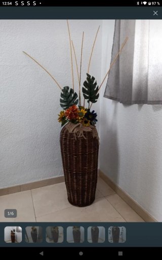 Jarrón Decorativo Mimbre y Yute Marrón Multicolor