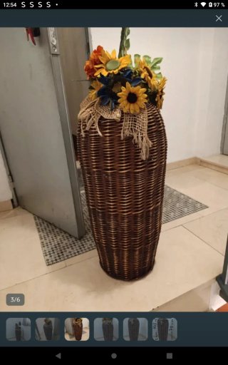 Jarrón Decorativo Mimbre y Yute Marrón Multicolor