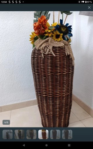 Jarrón Decorativo Mimbre y Yute Marrón Multicolor