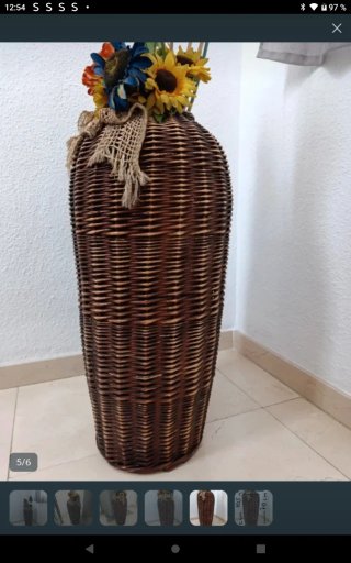 Jarrón Decorativo Mimbre y Yute Marrón Multicolor