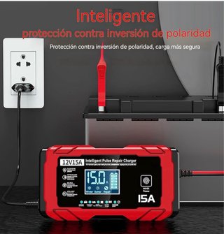Cargador Baterías Coche 12V 15A Inteligente