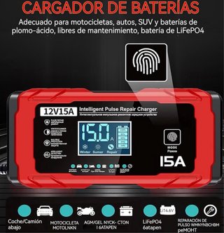 Cargador Baterías Coche 12V 15A Inteligente