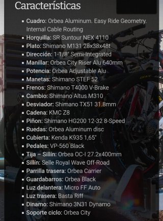 Bicicleta Orbea Negra con Bolsa