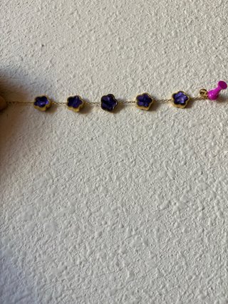 Pulsera acero flor oro y morado