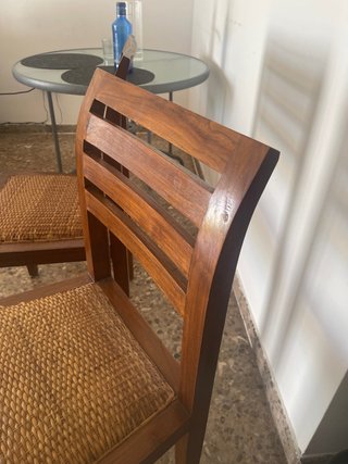 2 Sillas Comedor Madera Maciza Rattan