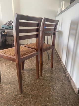 2 Sillas Comedor Madera Maciza Rattan