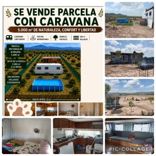 Venta parcela con caravana  y piscina desmontable
