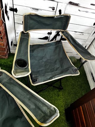 Sillas plegables camping verdes y beige
