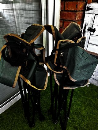 Sillas plegables camping verdes y beige