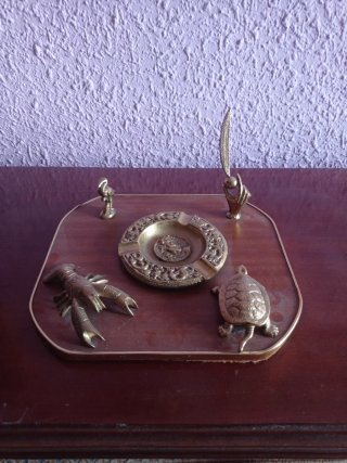 Conjunto Cenicero Bronce Cangrejo Tortuga