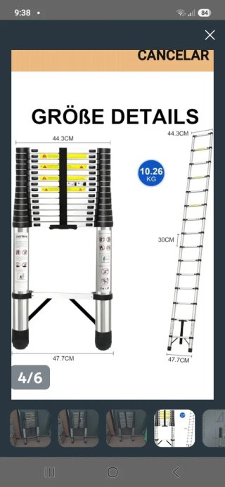 Escalera telescópica plegable