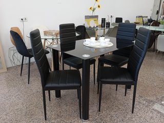 Mesa Comedor Negra + 4 Sillas