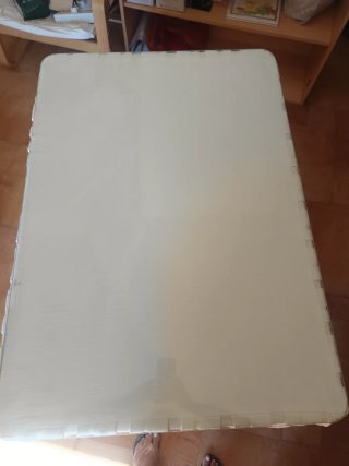 Mesa camilla rectangular cristal y tela beige