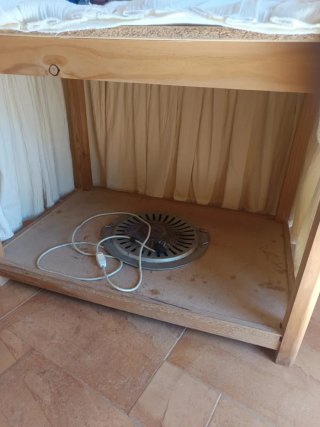 Mesa camilla rectangular cristal y tela beige