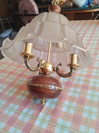 Lámpara de techo antigua madera y metal