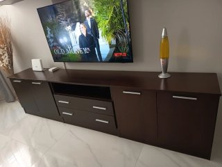 Mueble salón modular wengue 2,40 cm. Regalo mesa