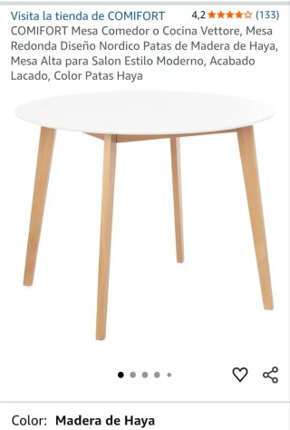 Mesa Comedor Redonda COMIFORT Madera Haya