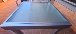 Mesa y 4 Sillas Terraza Metal y Cristal
