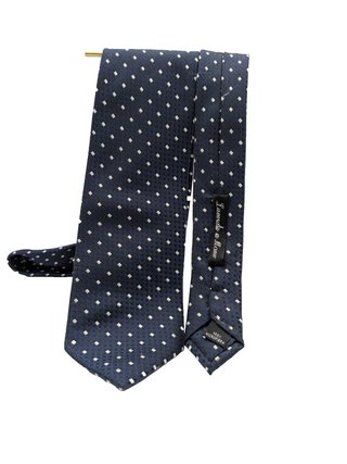 Cravatta uomo blu navy a pois microfibra elegante