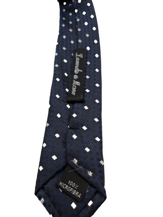 Cravatta uomo blu navy a pois microfibra elegante