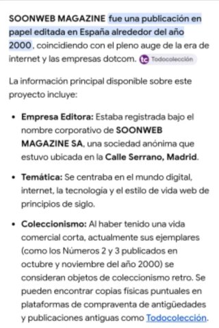 Revistas SOONWEB (3 unidades)n,°4,6 y 7Coleccion