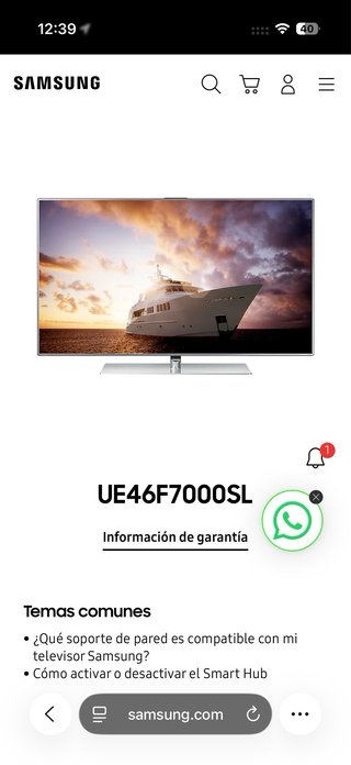 Televisor Samsung 46  in, color Plata/Negro