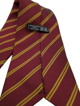 Cravatta Vintage Regimental Bordeaux Righe Oro