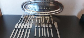 Set Posate Pesce 12 pz + Vassoio Acciaio Inox18/10