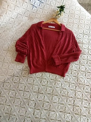 Chaqueta Zara Roja Punto Talla M