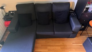 Sofá chaise longue gris oscuro 185x145cm