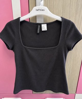 Camiseta H&M canalé cuello cuadrado gris M