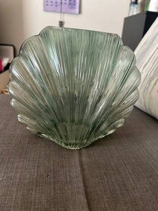 Jarrón de cristal concha verde