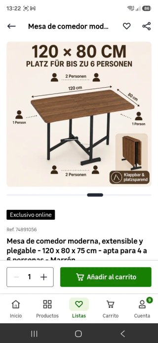 Mesa Comedor Extensible Plegable Marrón