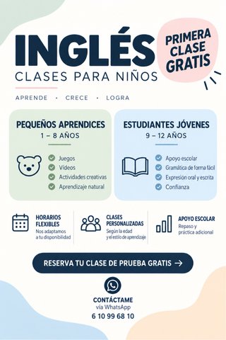 Clases de inglés niños jóvenes CLASE GRATIS clases