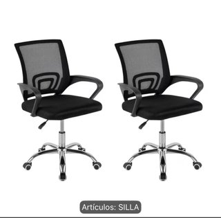 Set di 2 Sedie da Ufficio Nere