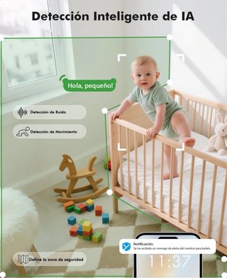 Cámara Vigilancia Bebé Portátil 1080P