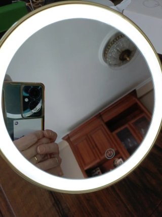 Specchio da tavolo LED dorato